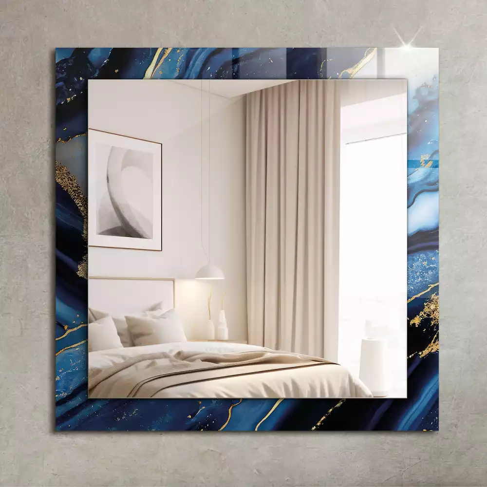 Miroir rectangulaire à cadre imprimé art abstrait marbré