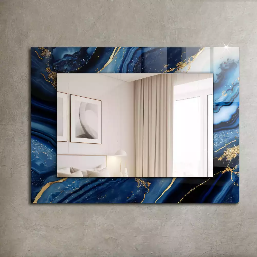 Miroir rectangulaire à cadre imprimé art abstrait marbré
