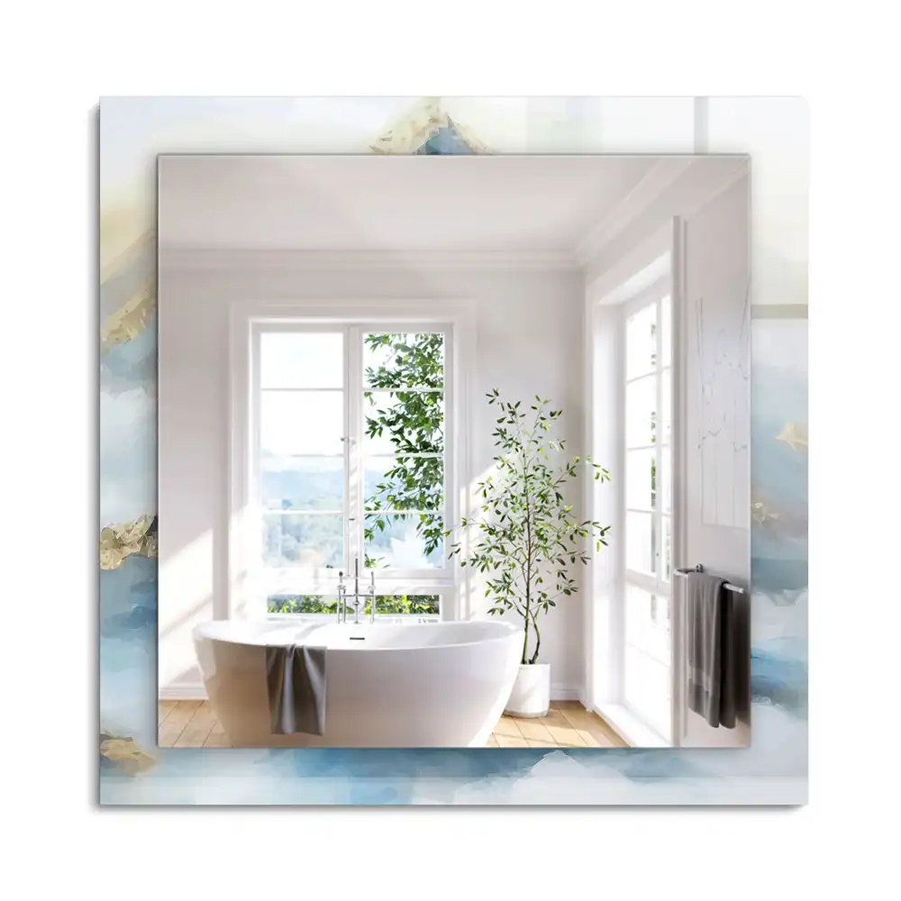 Miroir rectangulaire décoratif montagnes dans la brume