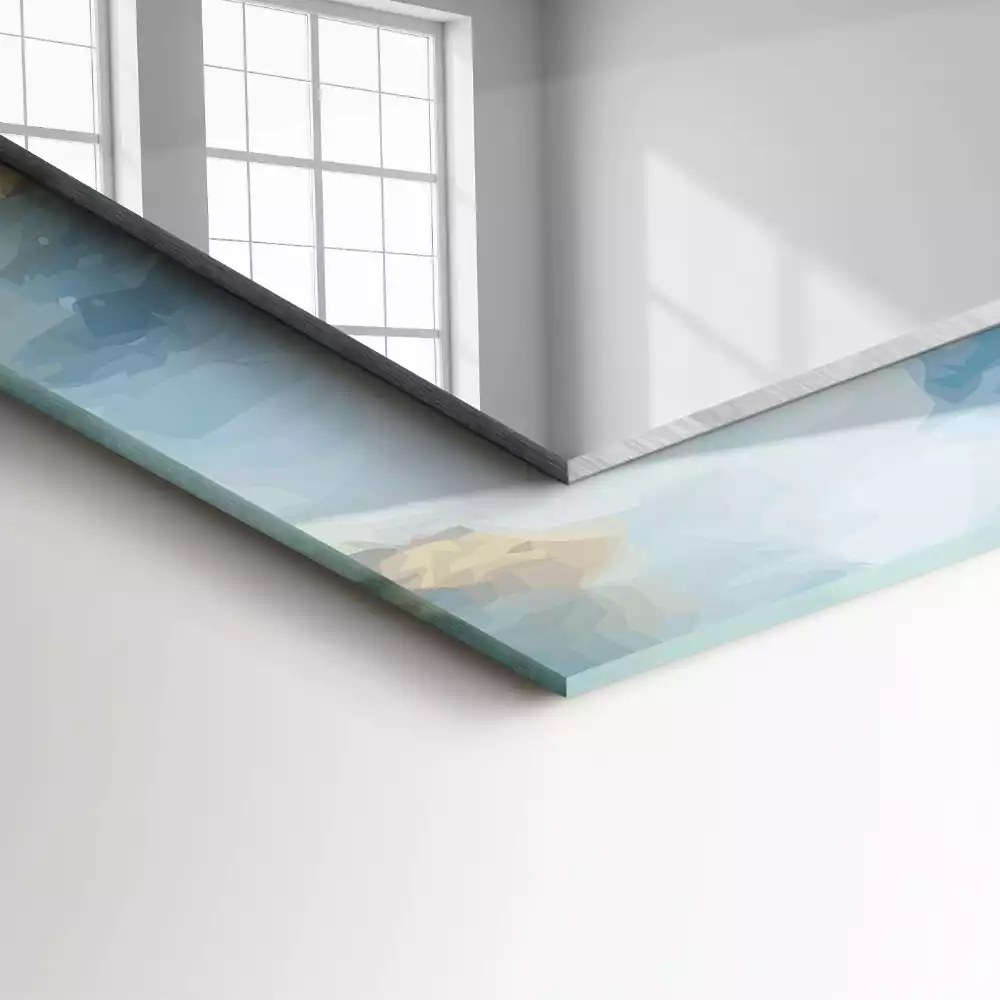 Miroir rectangulaire décoratif montagnes dans la brume