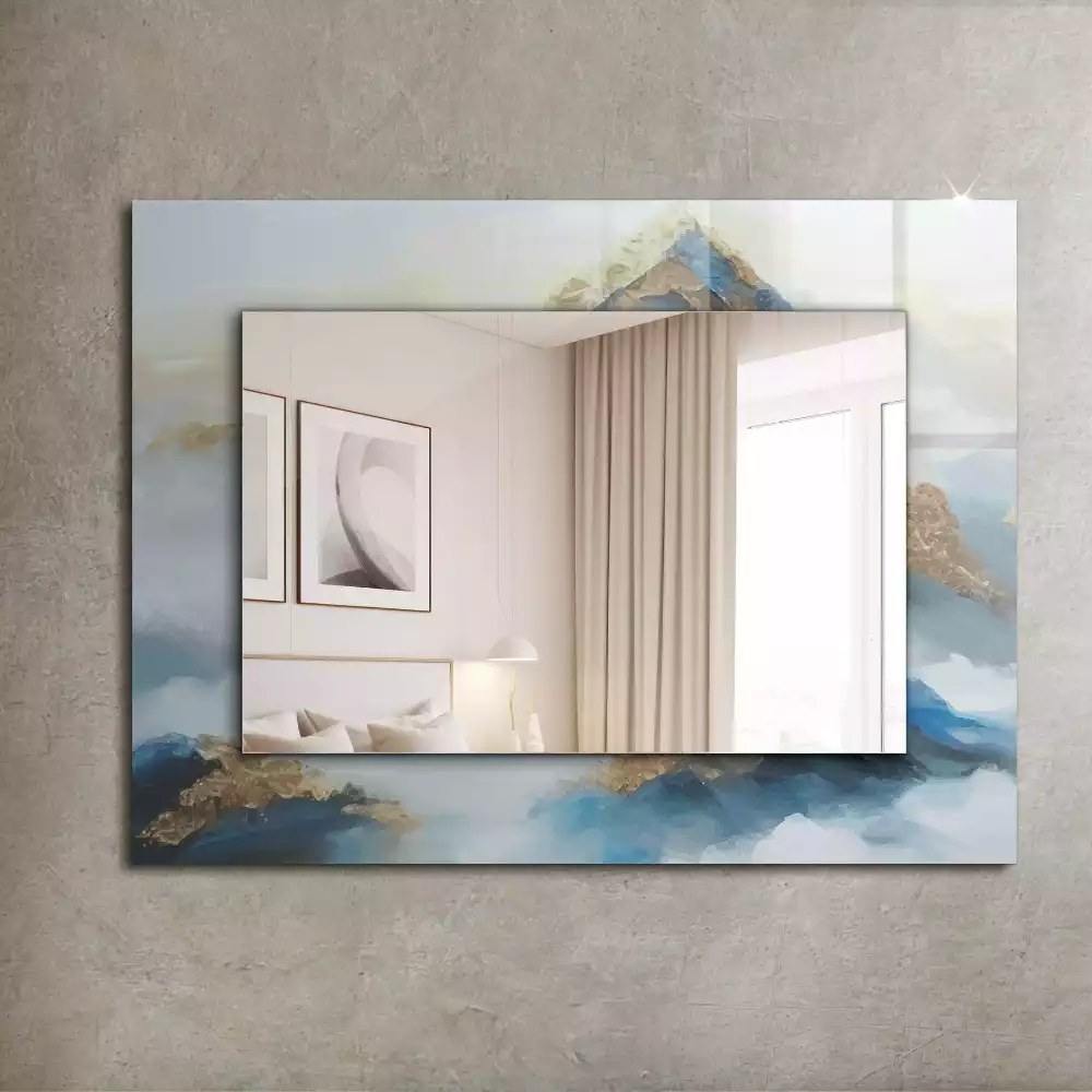 Miroir rectangulaire décoratif montagnes dans la brume