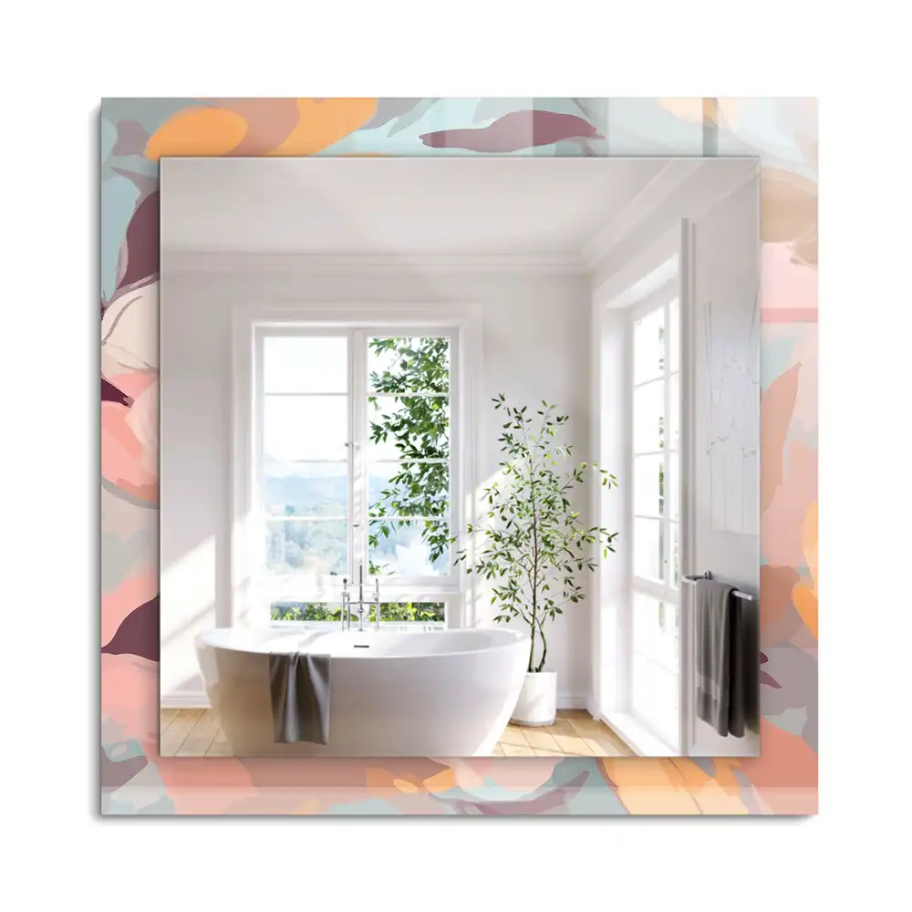 Miroir rectangulaire décoratif imprimé fleurs et feuilles pastel