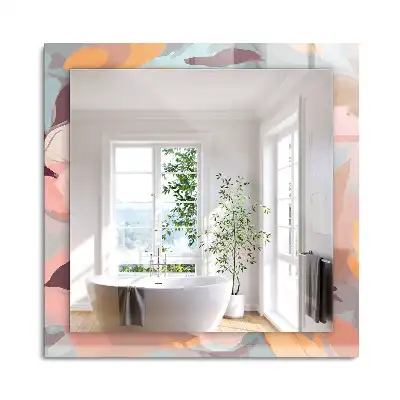 Miroir rectangulaire décoratif imprimé fleurs et feuilles pastel