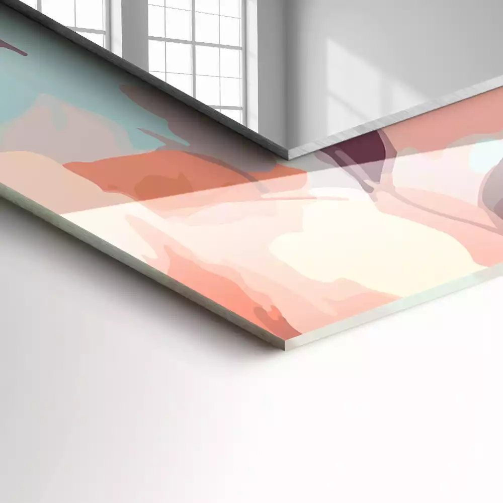 Miroir rectangulaire décoratif imprimé fleurs et feuilles pastel