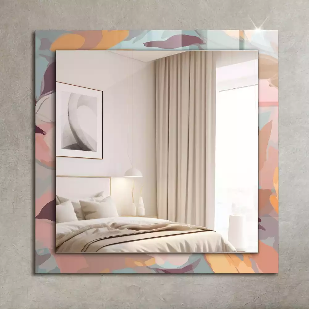 Miroir rectangulaire décoratif imprimé fleurs et feuilles pastel
