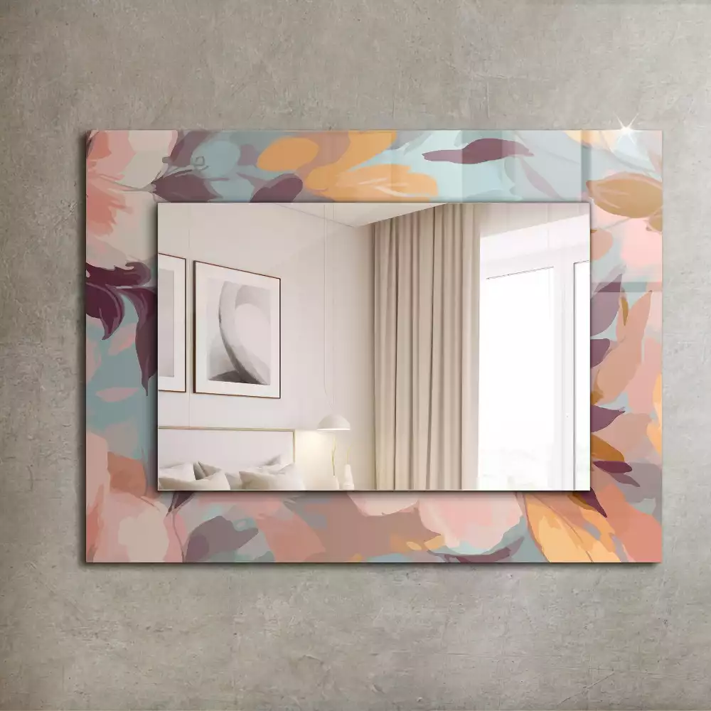 Miroir rectangulaire décoratif imprimé fleurs et feuilles pastel