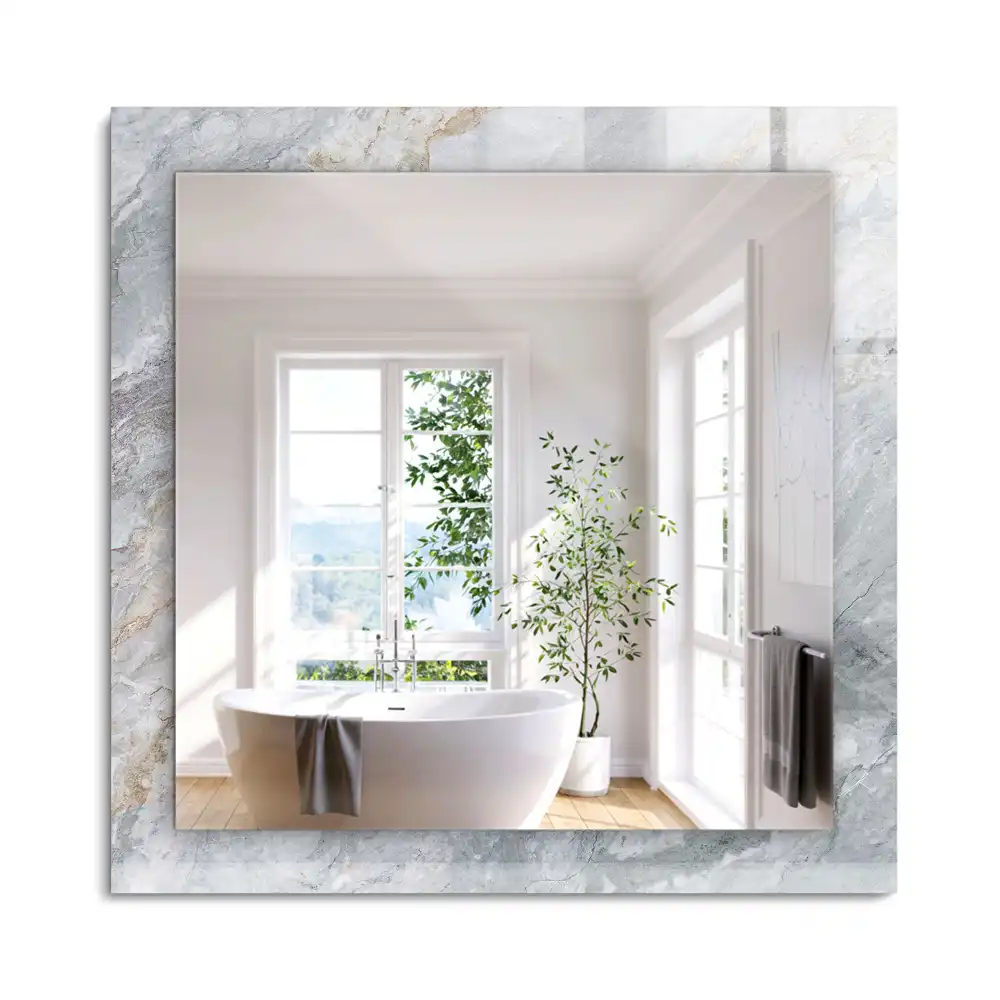Miroir rectangulaire à cadre imprimé marbre à veines grises