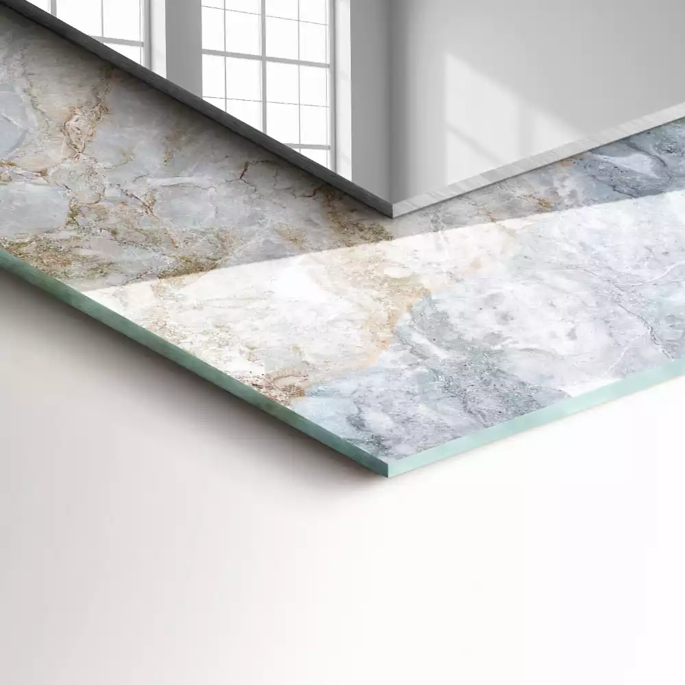 Miroir rectangulaire à cadre imprimé marbre à veines grises