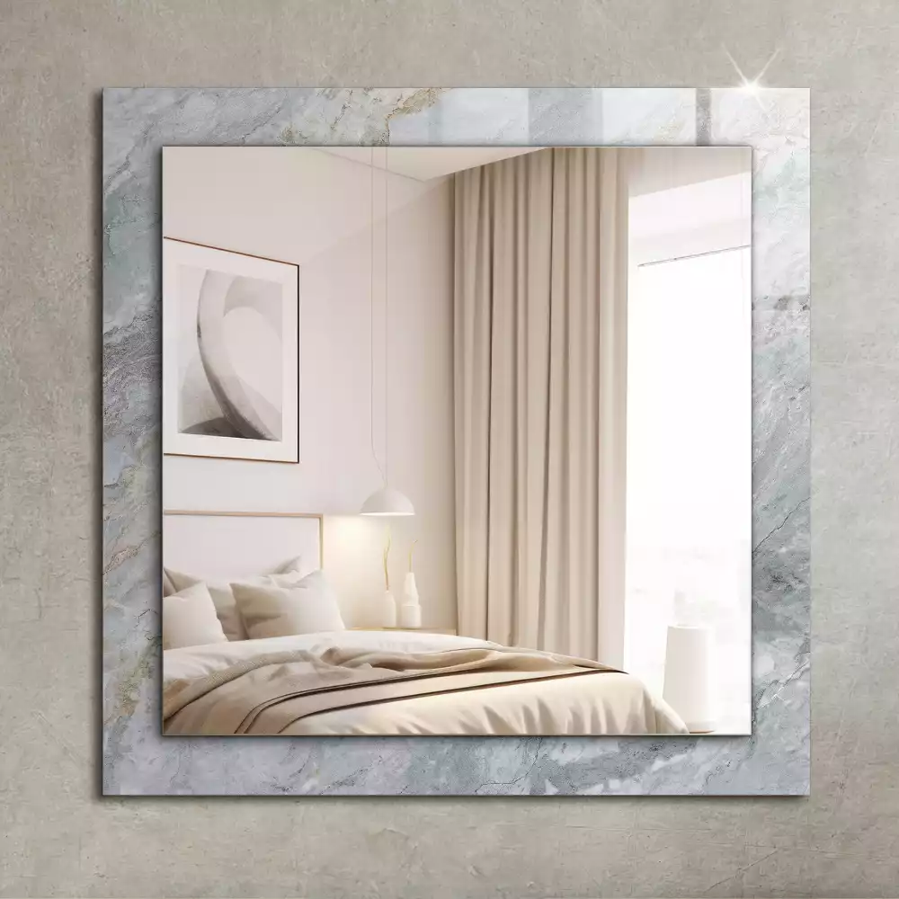 Miroir rectangulaire à cadre imprimé marbre à veines grises