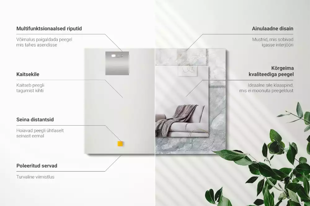 Miroir rectangulaire à cadre imprimé marbre à veines grises