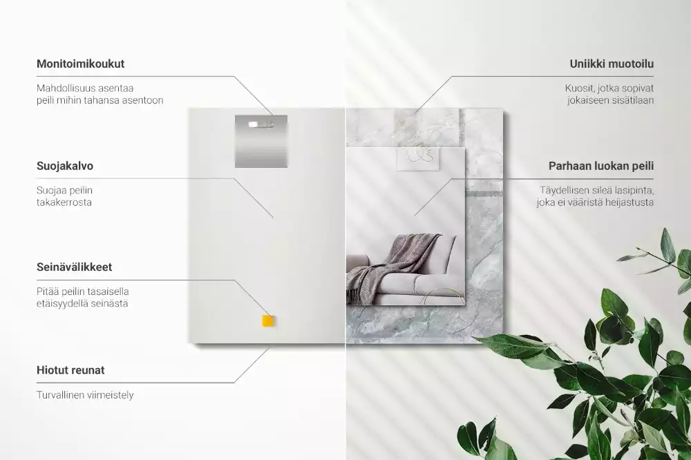Miroir rectangulaire à cadre imprimé marbre à veines grises
