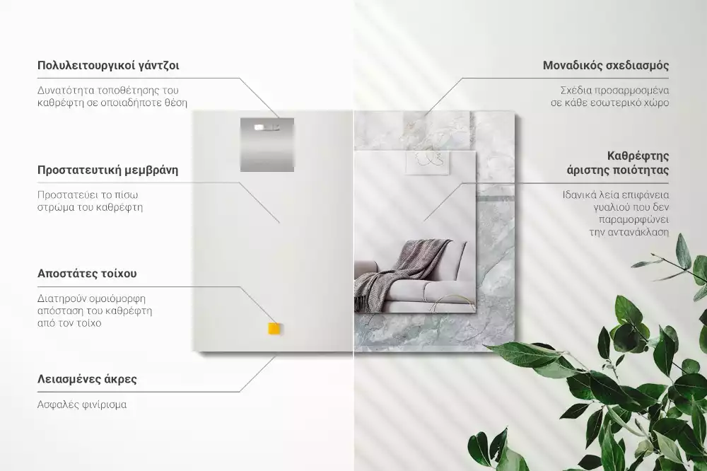 Miroir rectangulaire à cadre imprimé marbre à veines grises