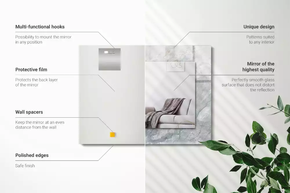 Miroir rectangulaire à cadre imprimé marbre à veines grises