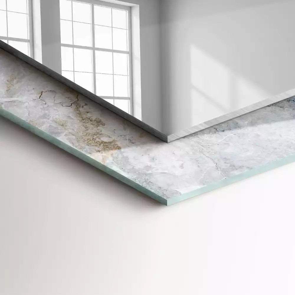 Miroir rectangulaire à cadre imprimé marbre à veines grises