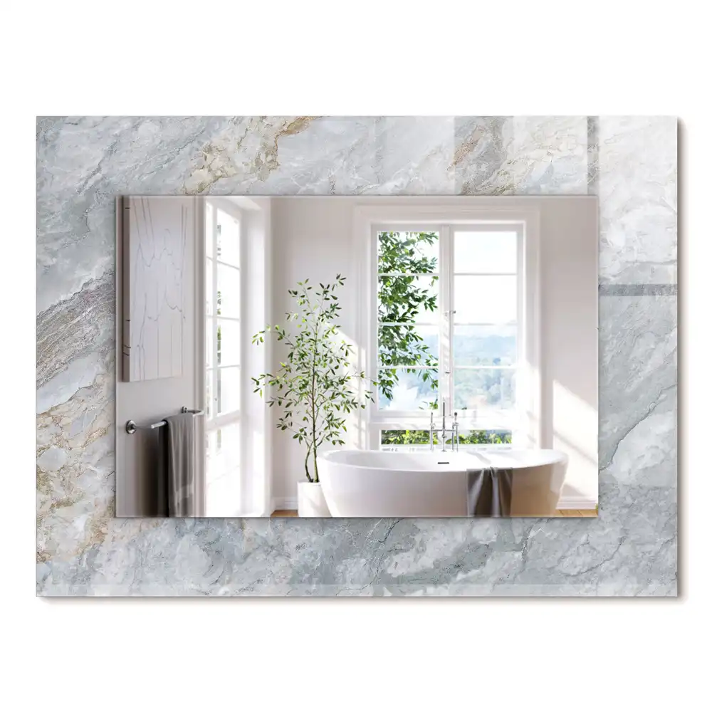 Miroir rectangulaire à cadre imprimé marbre à veines grises