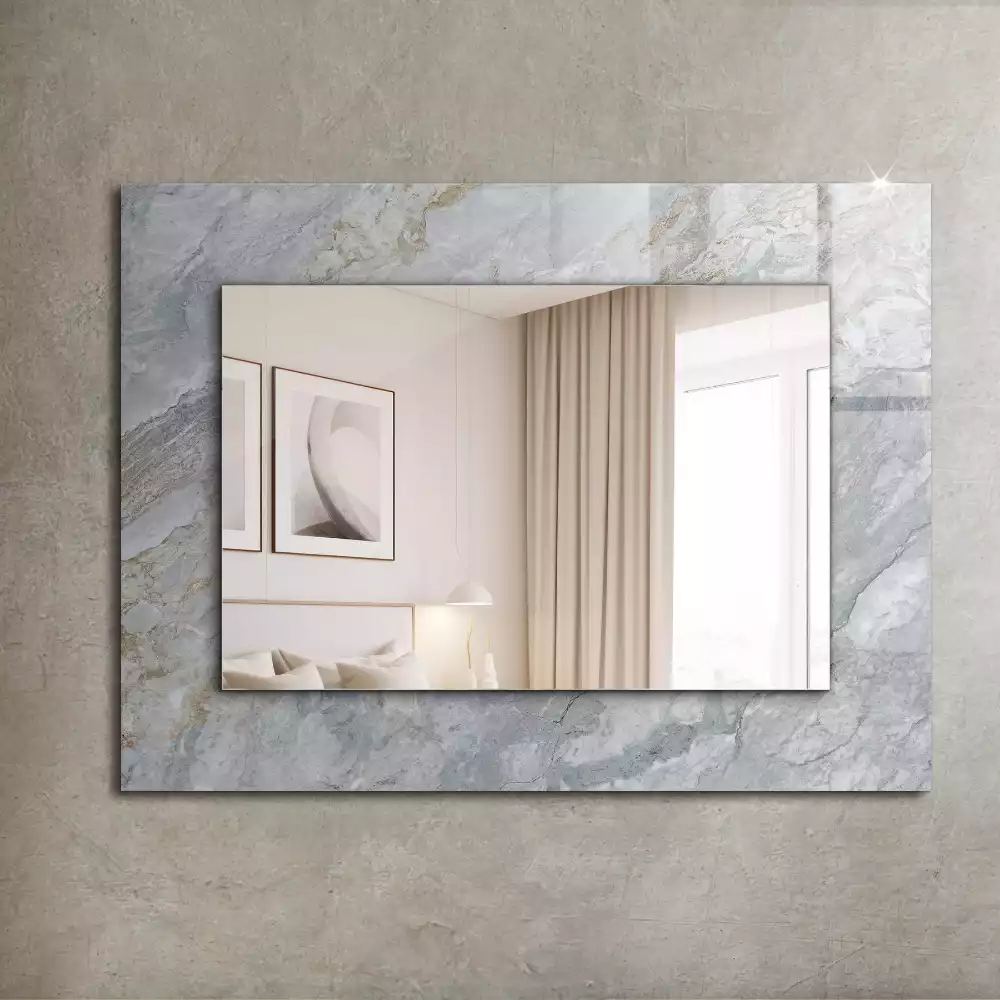 Miroir rectangulaire à cadre imprimé marbre à veines grises