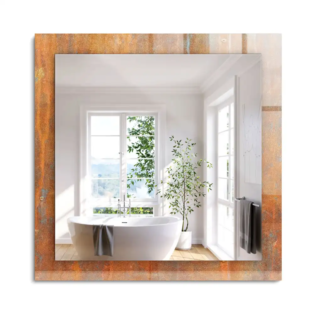 Miroir rectangulaire décoratif surface métallique rouillée