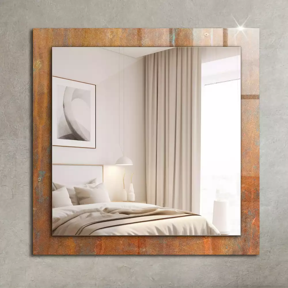 Miroir rectangulaire décoratif surface métallique rouillée
