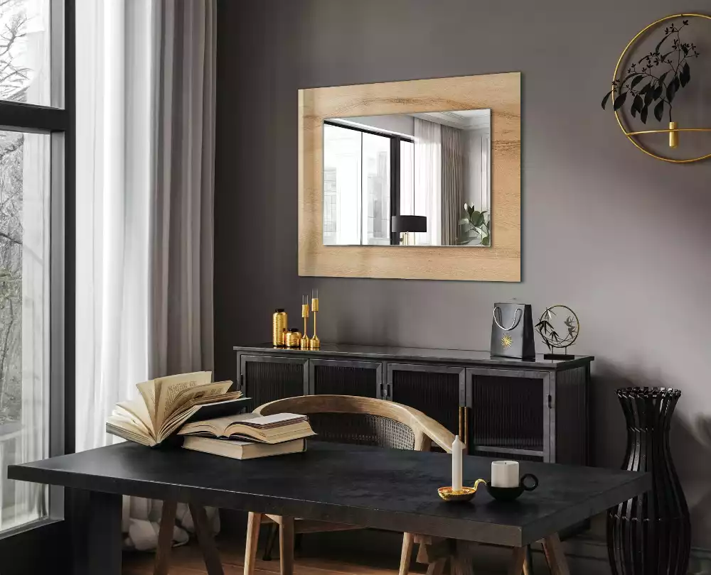 Miroir rectangulaire imprimé structure de planche en bois
