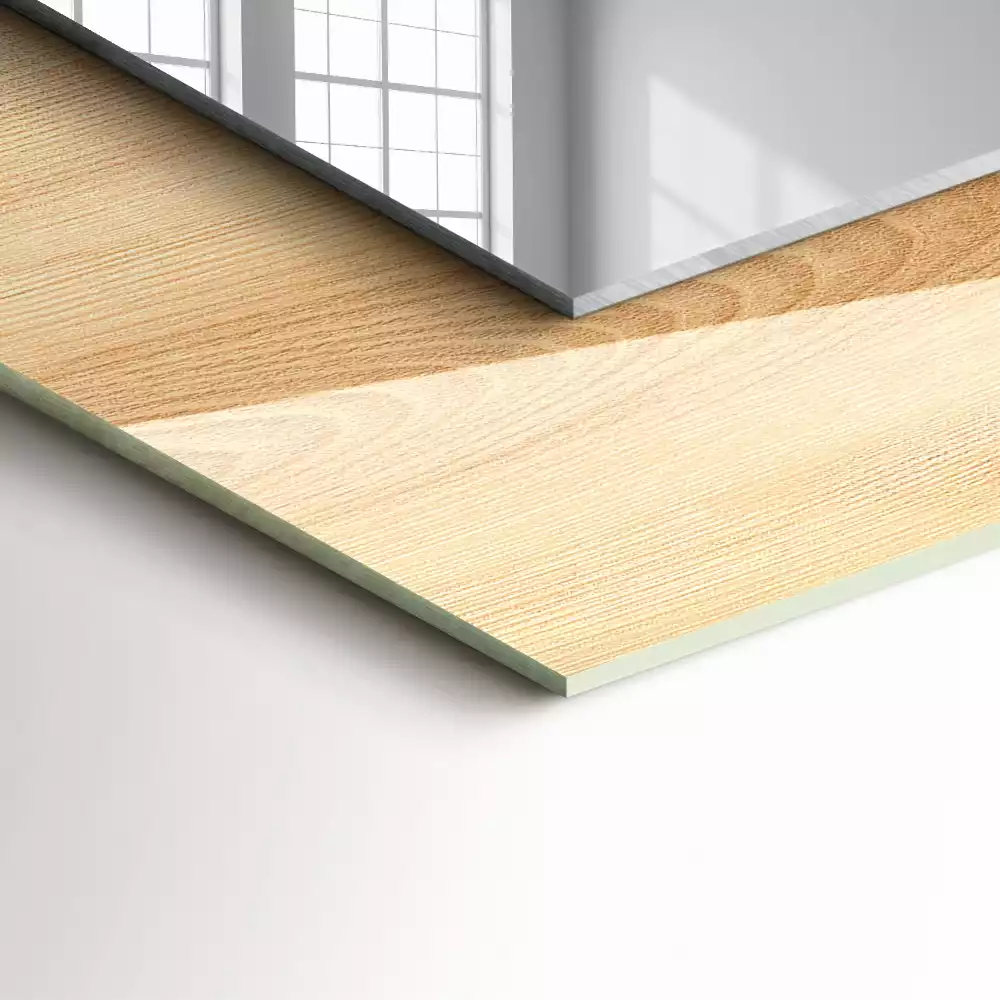 Miroir rectangulaire imprimé structure de planche en bois
