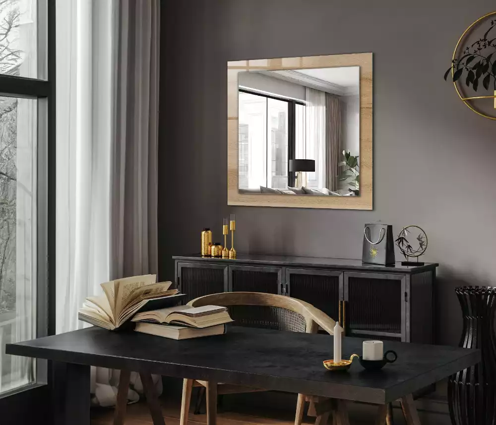 Miroir rectangulaire imprimé structure de planche en bois