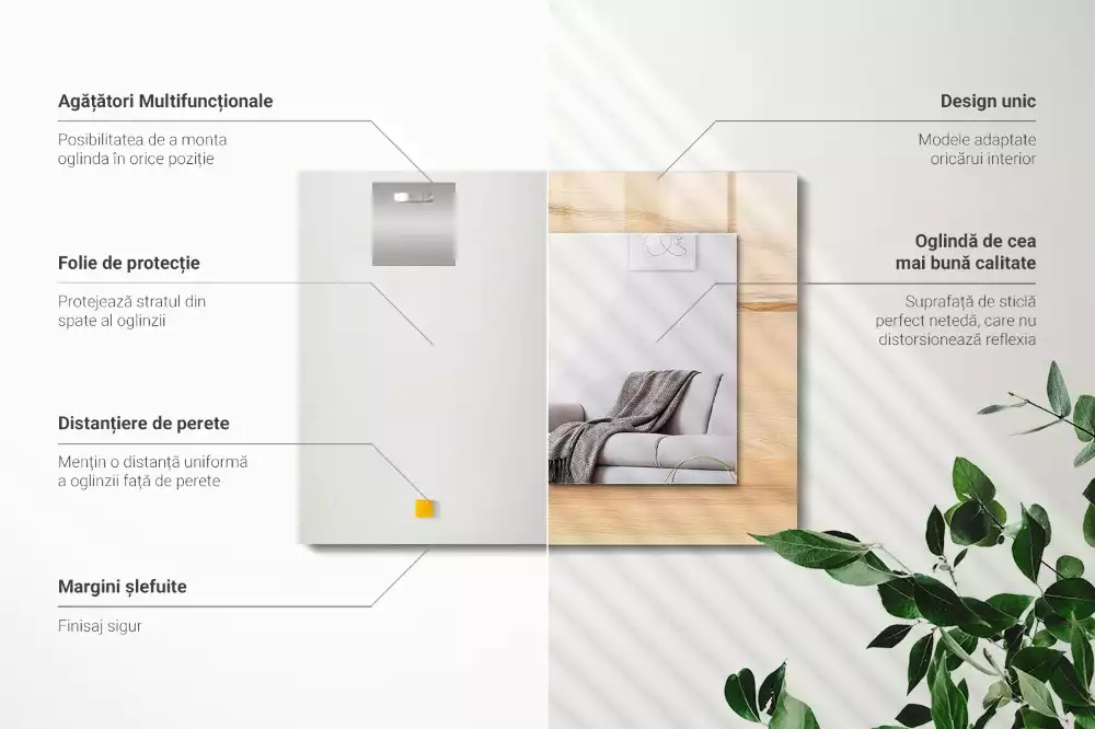 Miroir rectangulaire imprimé structure de planche en bois