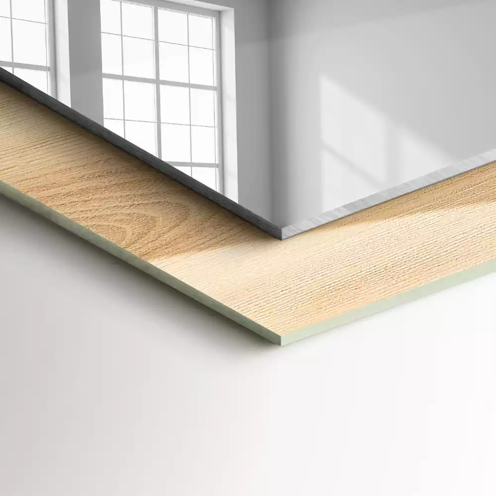 Miroir rectangulaire imprimé structure de planche en bois