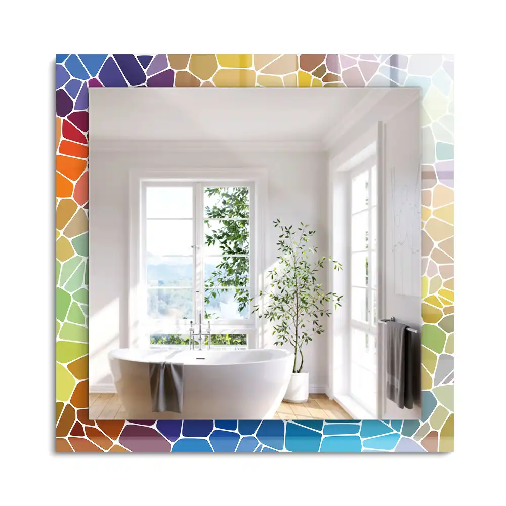 Miroir rectangulaire décoratif imprimé mosaïque abstraite colorée