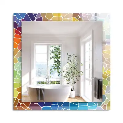Miroir rectangulaire décoratif imprimé mosaïque abstraite colorée