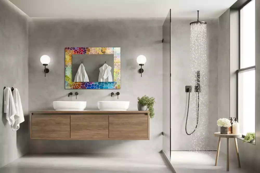 Miroir rectangulaire décoratif imprimé mosaïque abstraite colorée