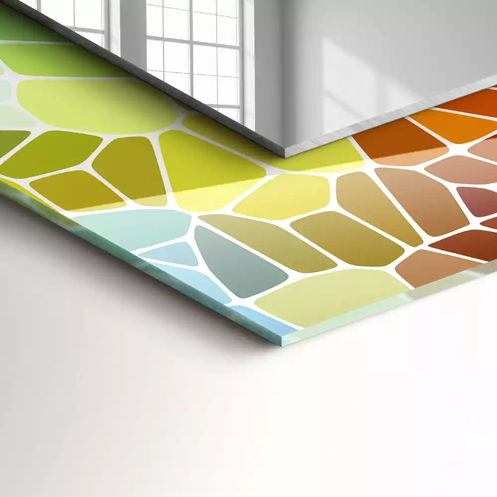 Miroir rectangulaire décoratif imprimé mosaïque abstraite colorée