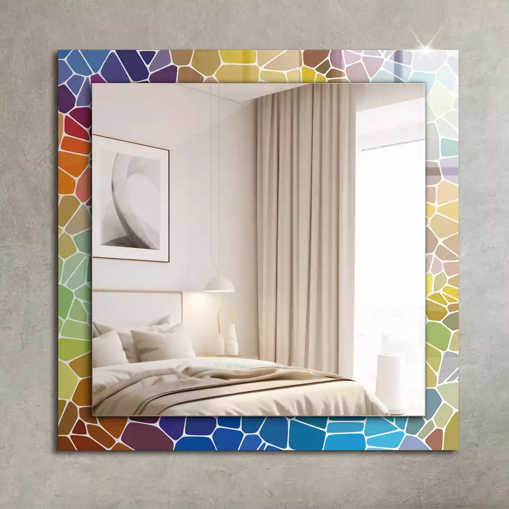 Miroir rectangulaire décoratif imprimé mosaïque abstraite colorée