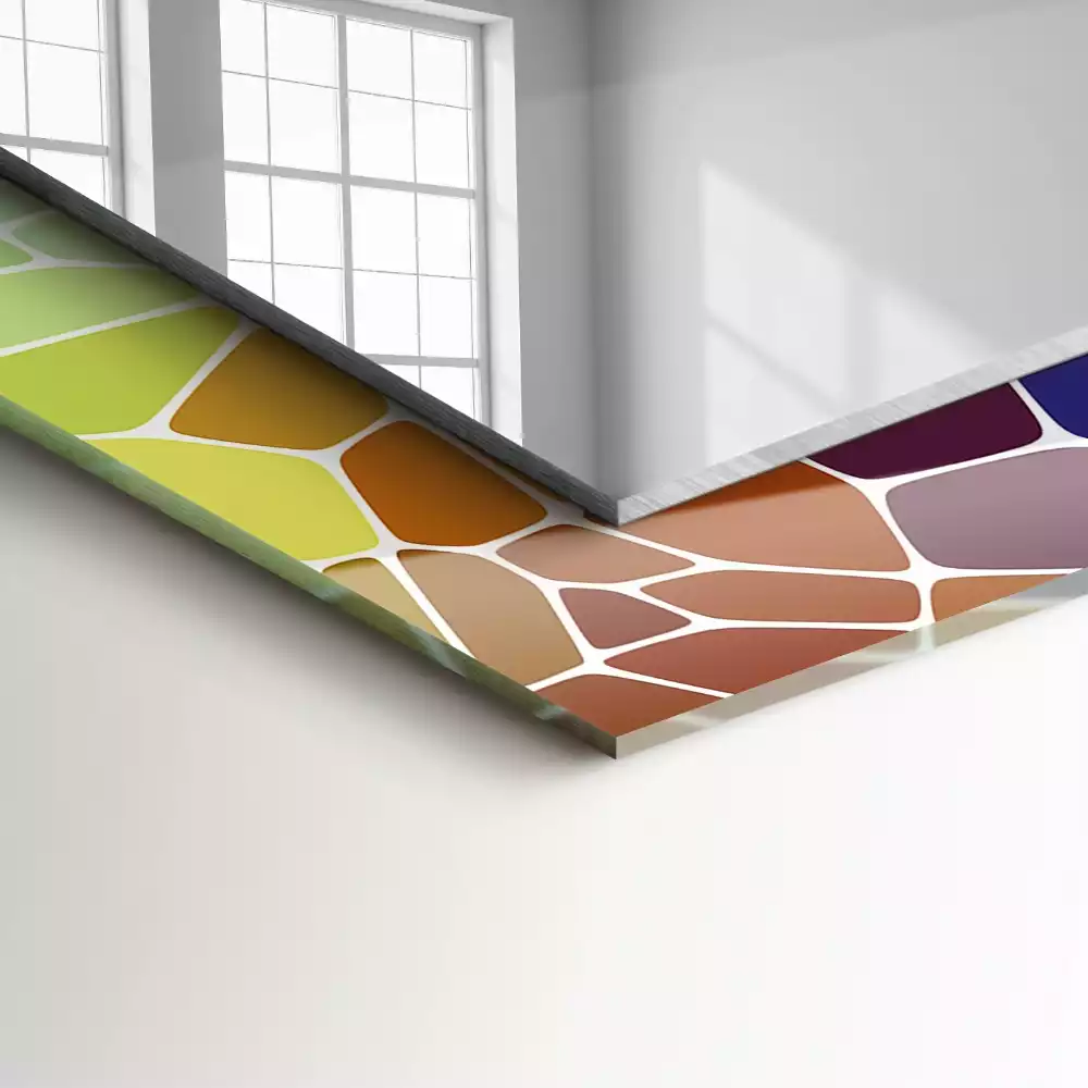 Miroir rectangulaire décoratif imprimé mosaïque abstraite colorée