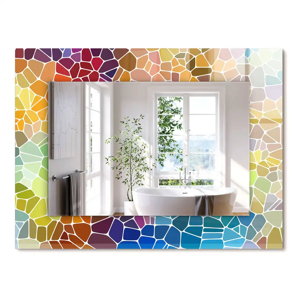 Miroir rectangulaire décoratif imprimé mosaïque abstraite colorée
