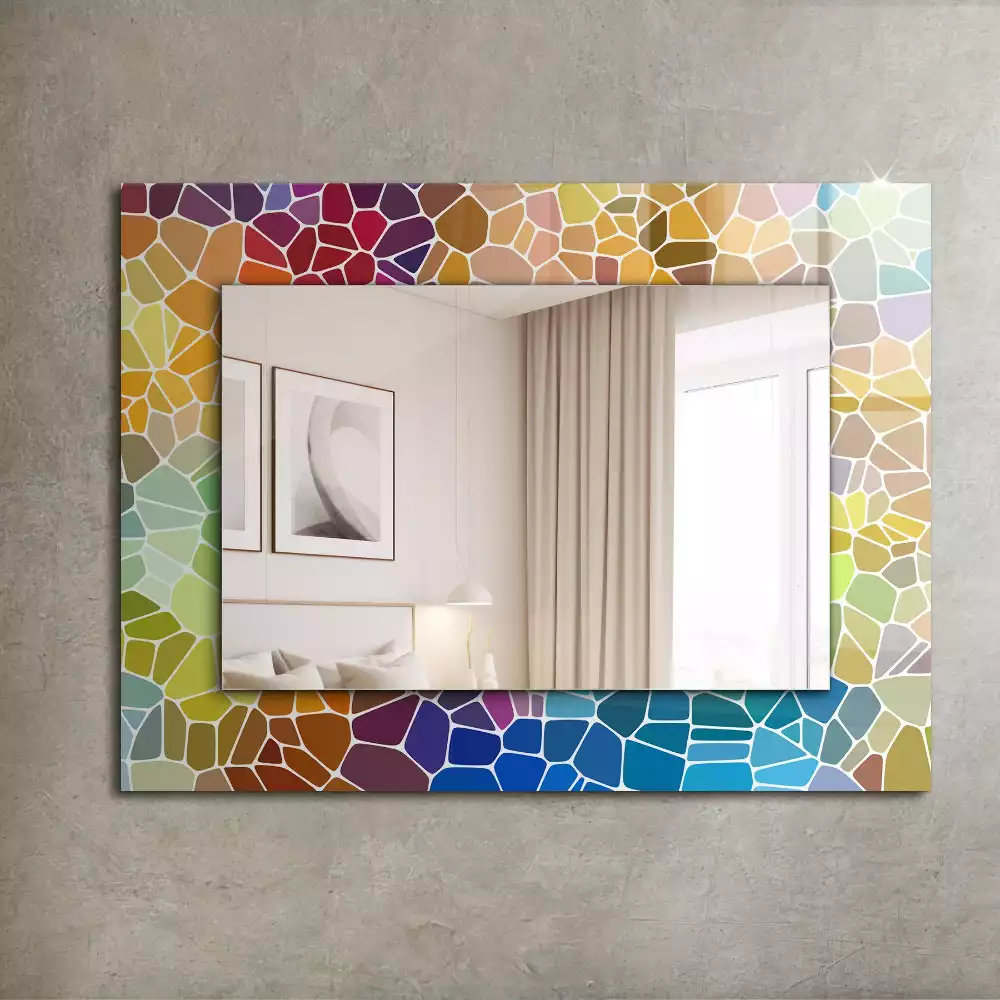 Miroir rectangulaire décoratif imprimé mosaïque abstraite colorée