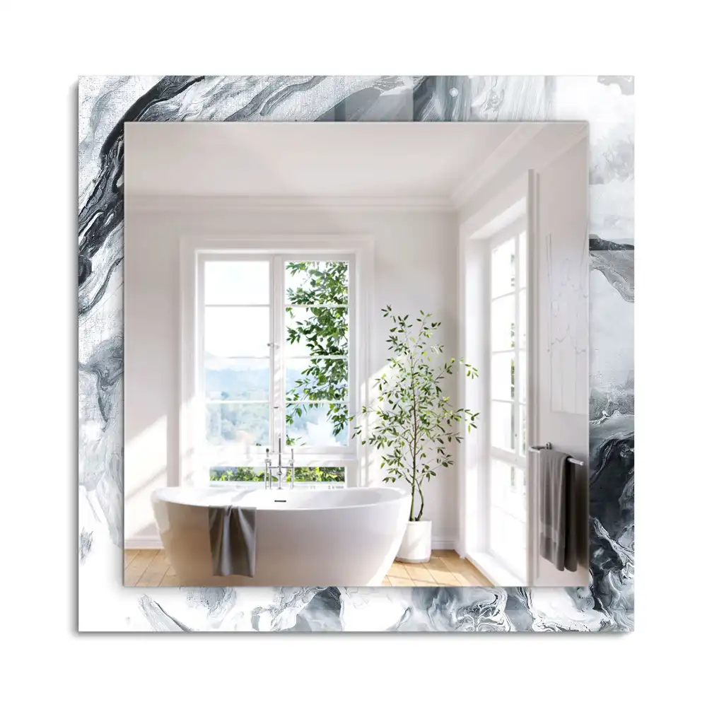 Miroir rectangulaire avec cadre imprimé composition picturale abstraite