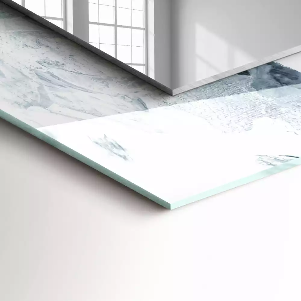 Miroir rectangulaire avec cadre imprimé composition picturale abstraite