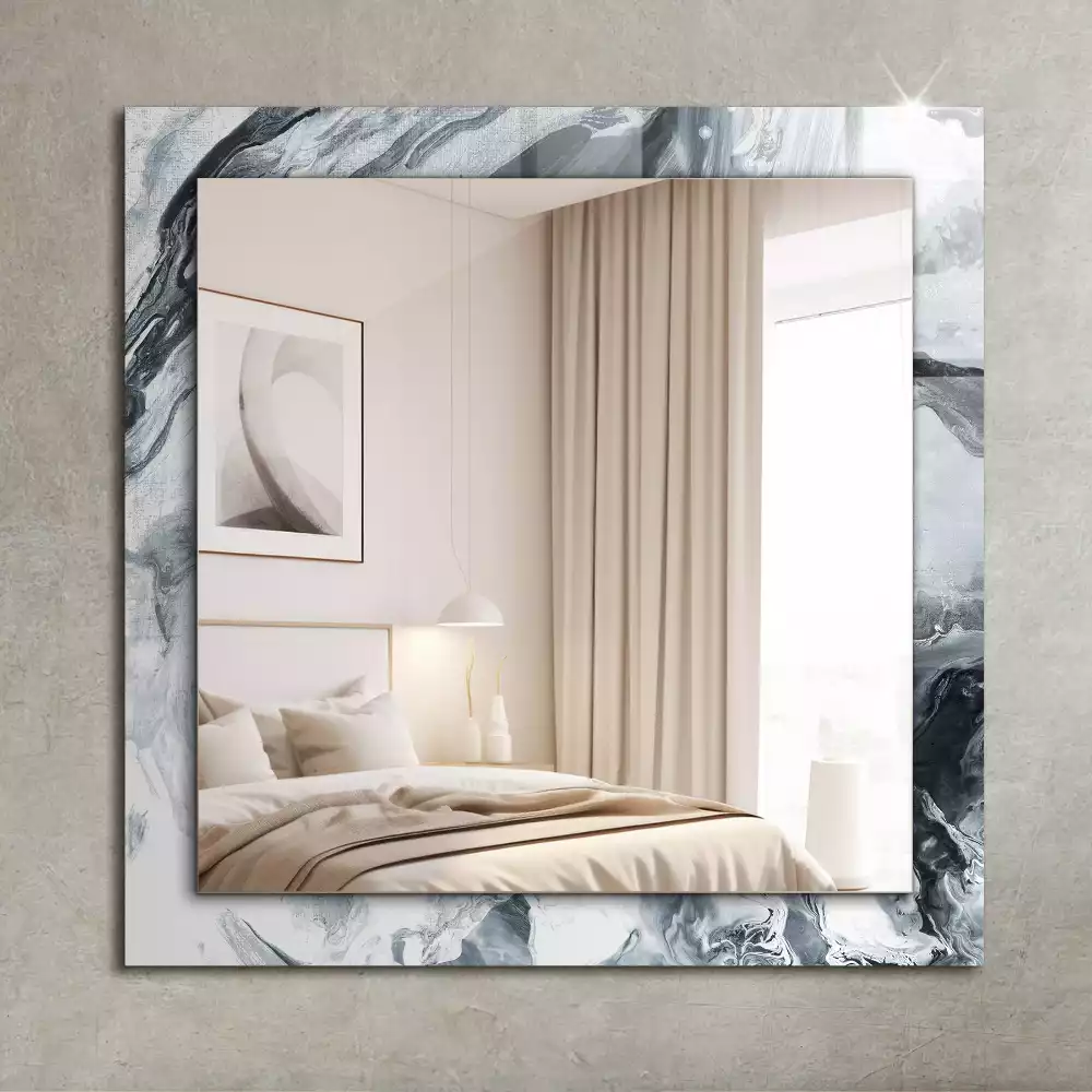 Miroir rectangulaire avec cadre imprimé composition picturale abstraite