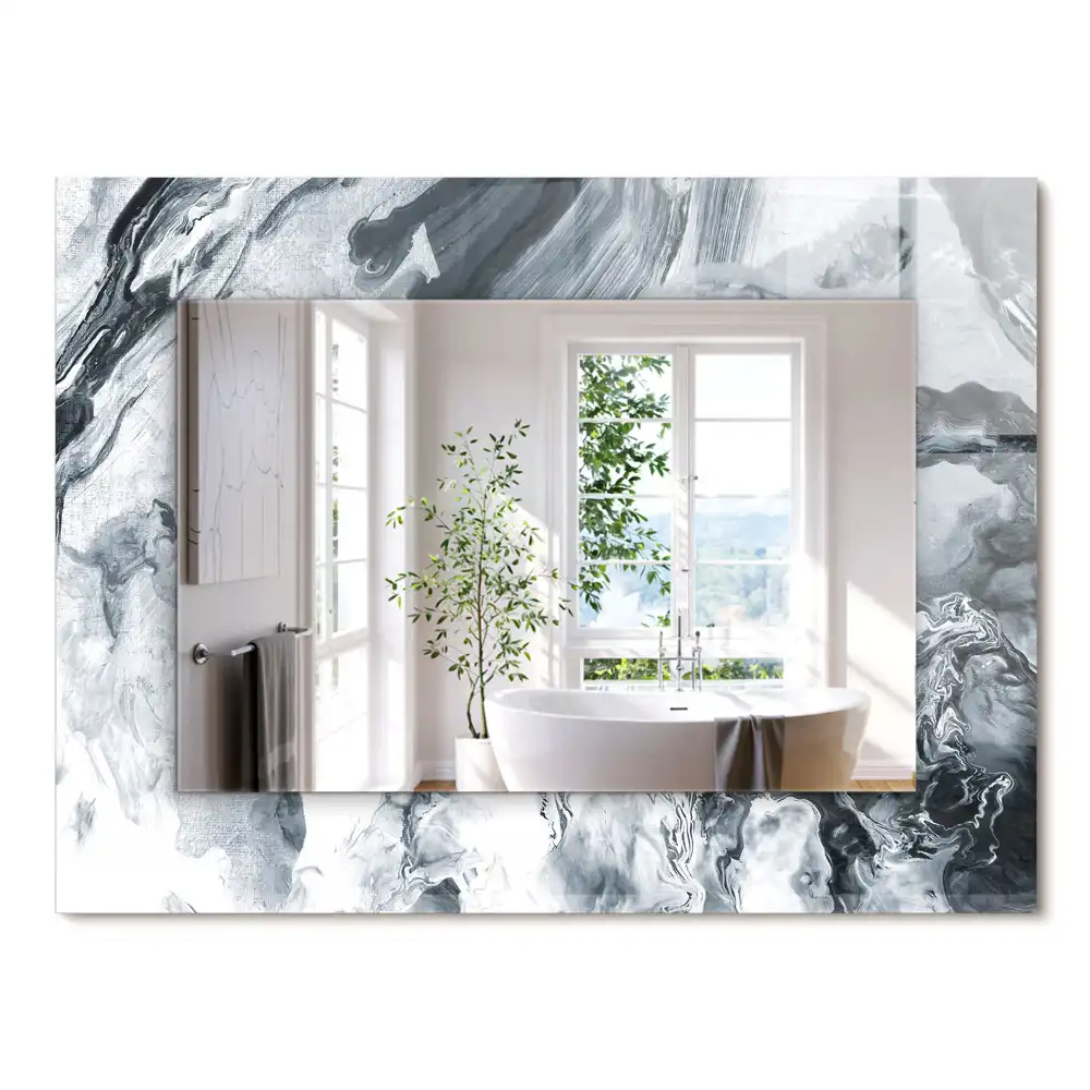 Miroir rectangulaire avec cadre imprimé composition picturale abstraite