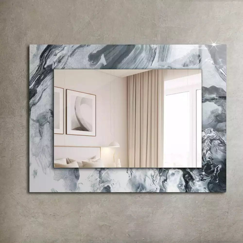 Miroir rectangulaire avec cadre imprimé composition picturale abstraite