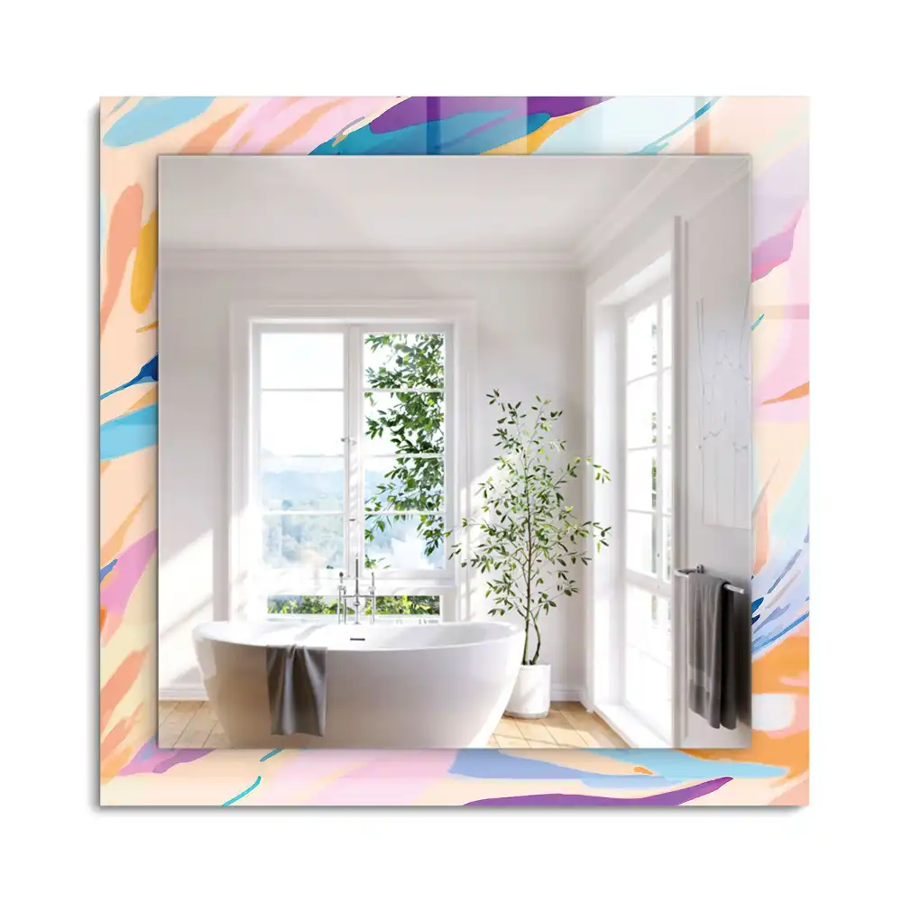 Miroir rectangulaire à cadre imprimé coups de pinceau abstraits colorés