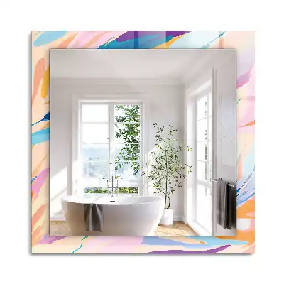 Miroir rectangulaire à cadre imprimé coups de pinceau abstraits colorés