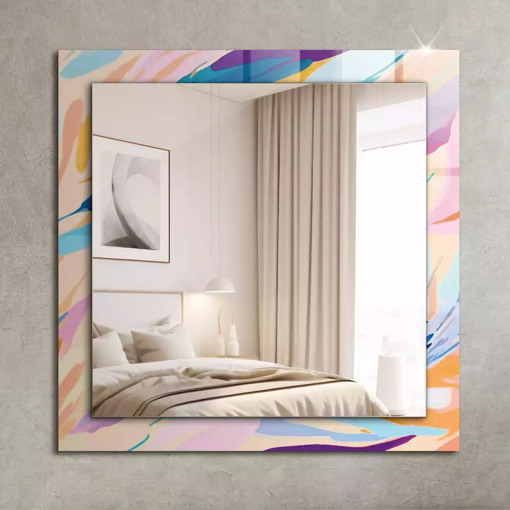 Miroir rectangulaire à cadre imprimé coups de pinceau abstraits colorés