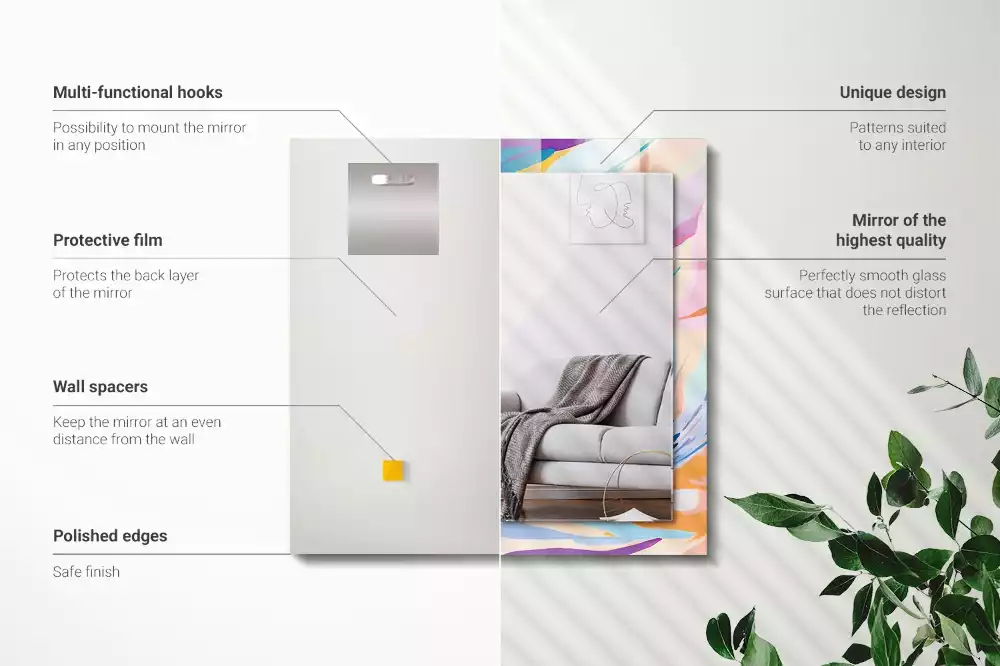 Miroir rectangulaire à cadre imprimé coups de pinceau abstraits colorés