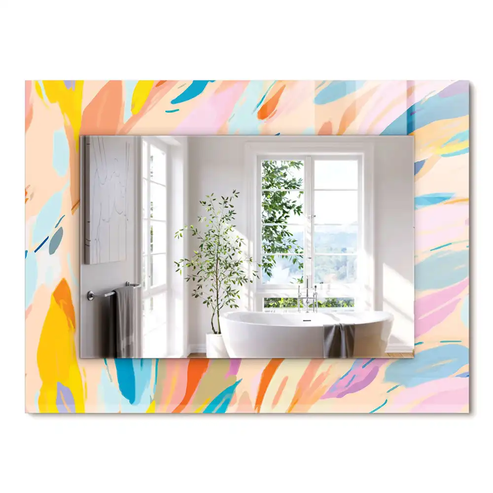 Miroir rectangulaire à cadre imprimé coups de pinceau abstraits colorés