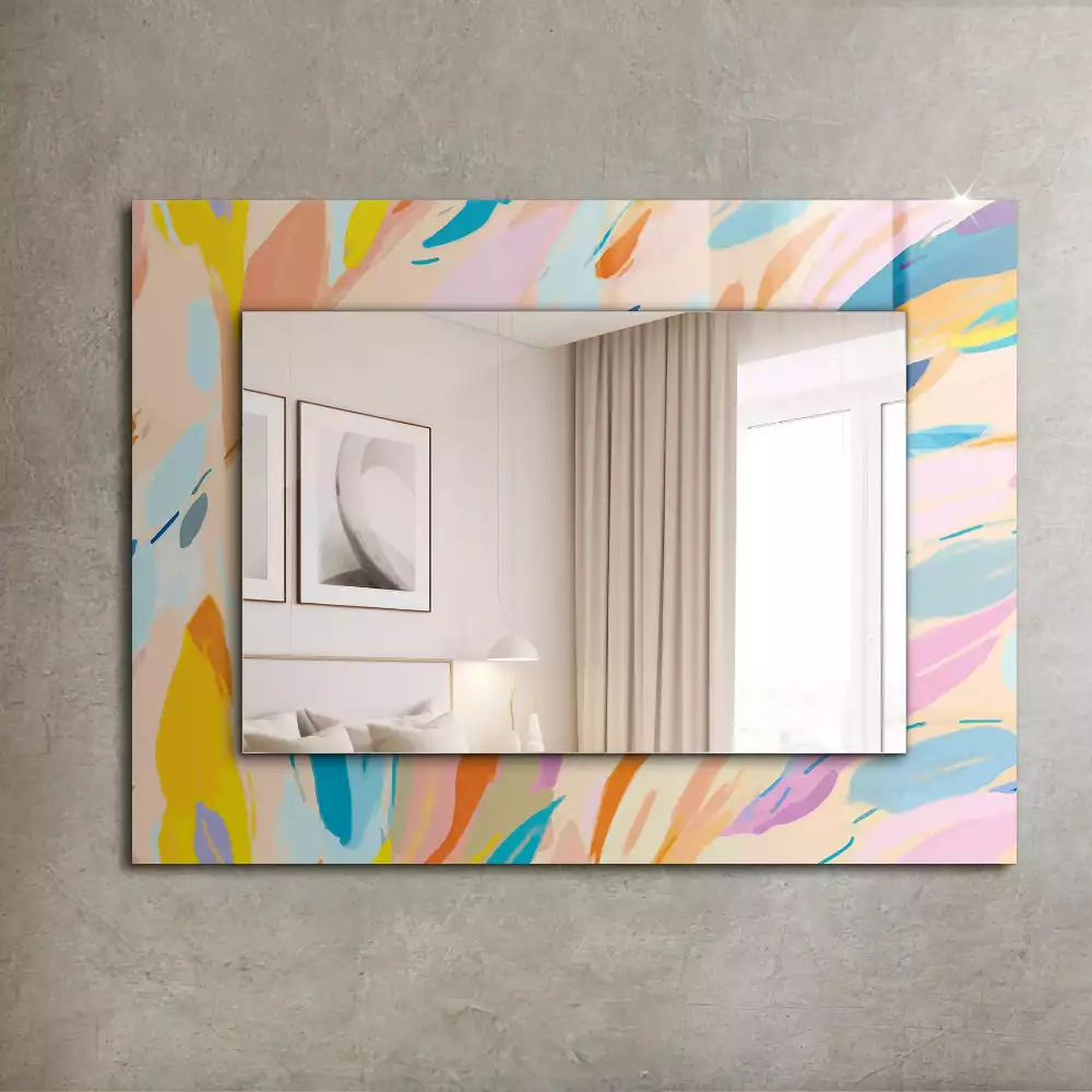 Miroir rectangulaire à cadre imprimé coups de pinceau abstraits colorés