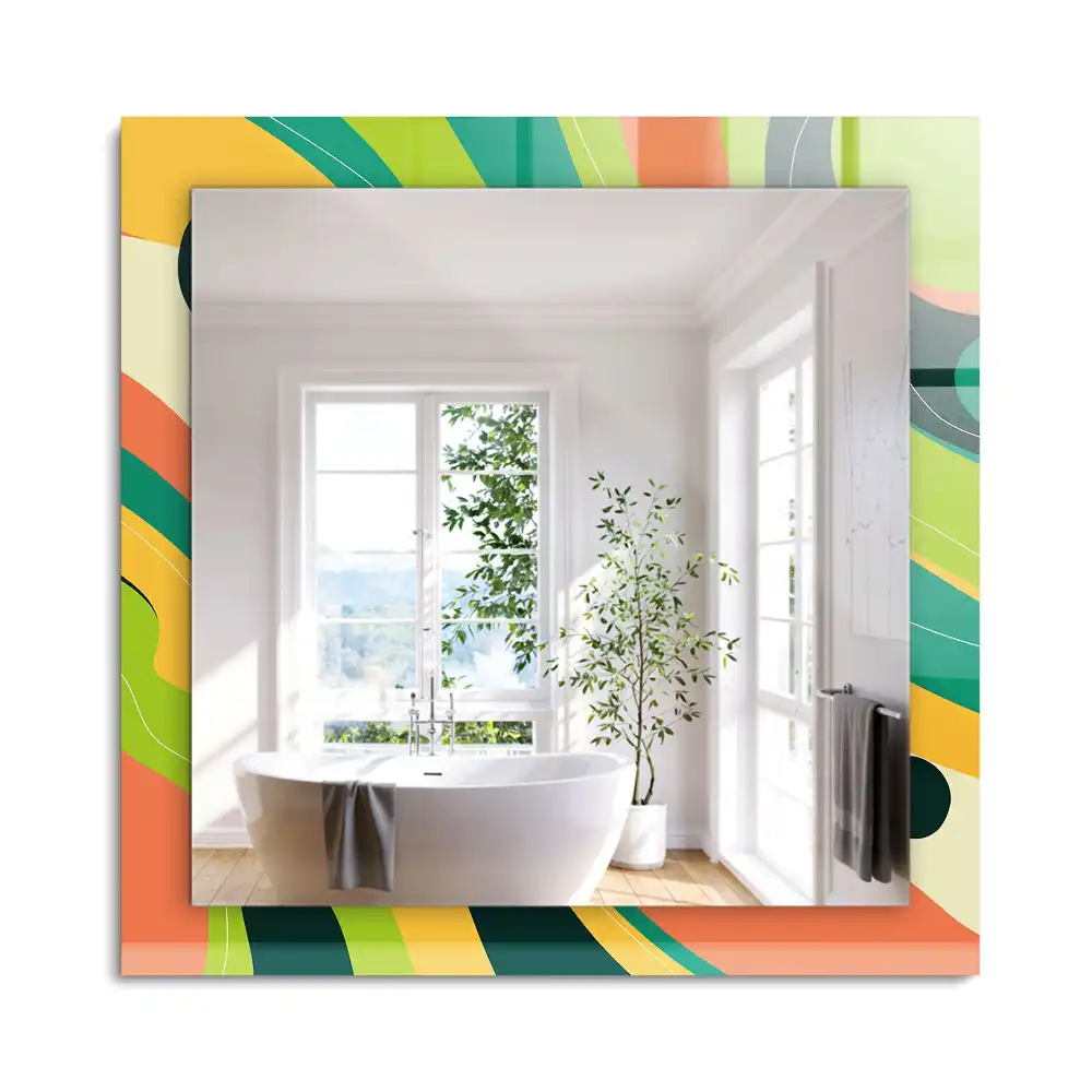 Miroir rectangulaire décoratif motifs abstraits colorés