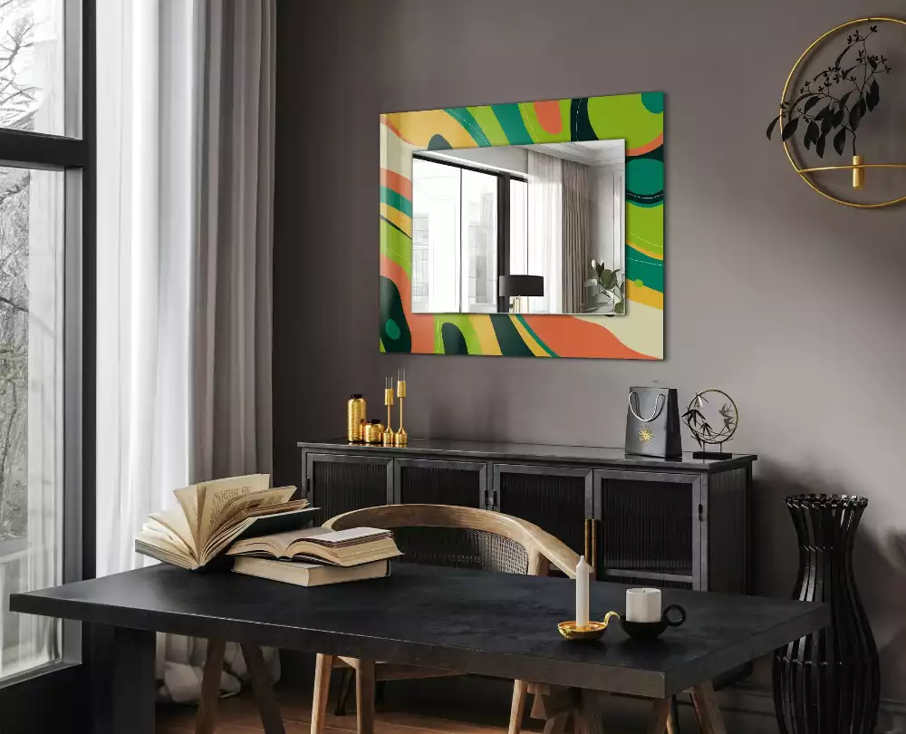 Miroir rectangulaire décoratif motifs abstraits colorés
