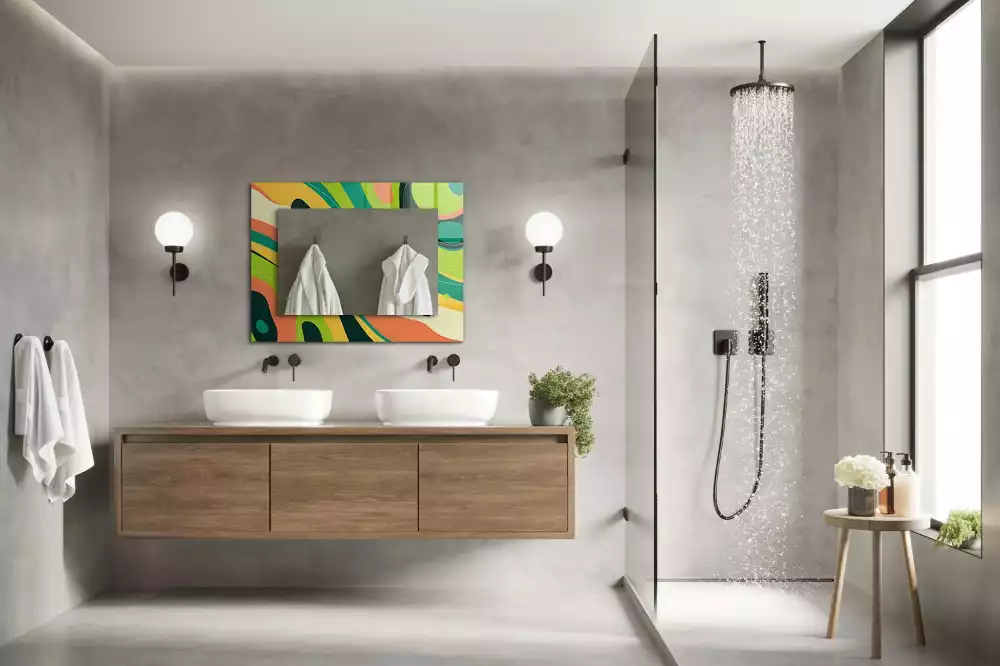 Miroir rectangulaire décoratif motifs abstraits colorés