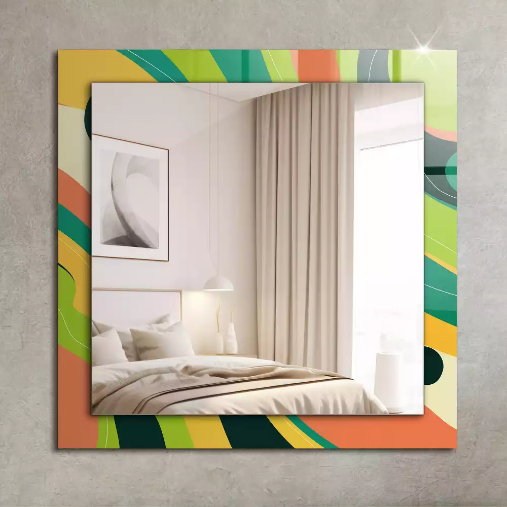 Miroir rectangulaire décoratif motifs abstraits colorés